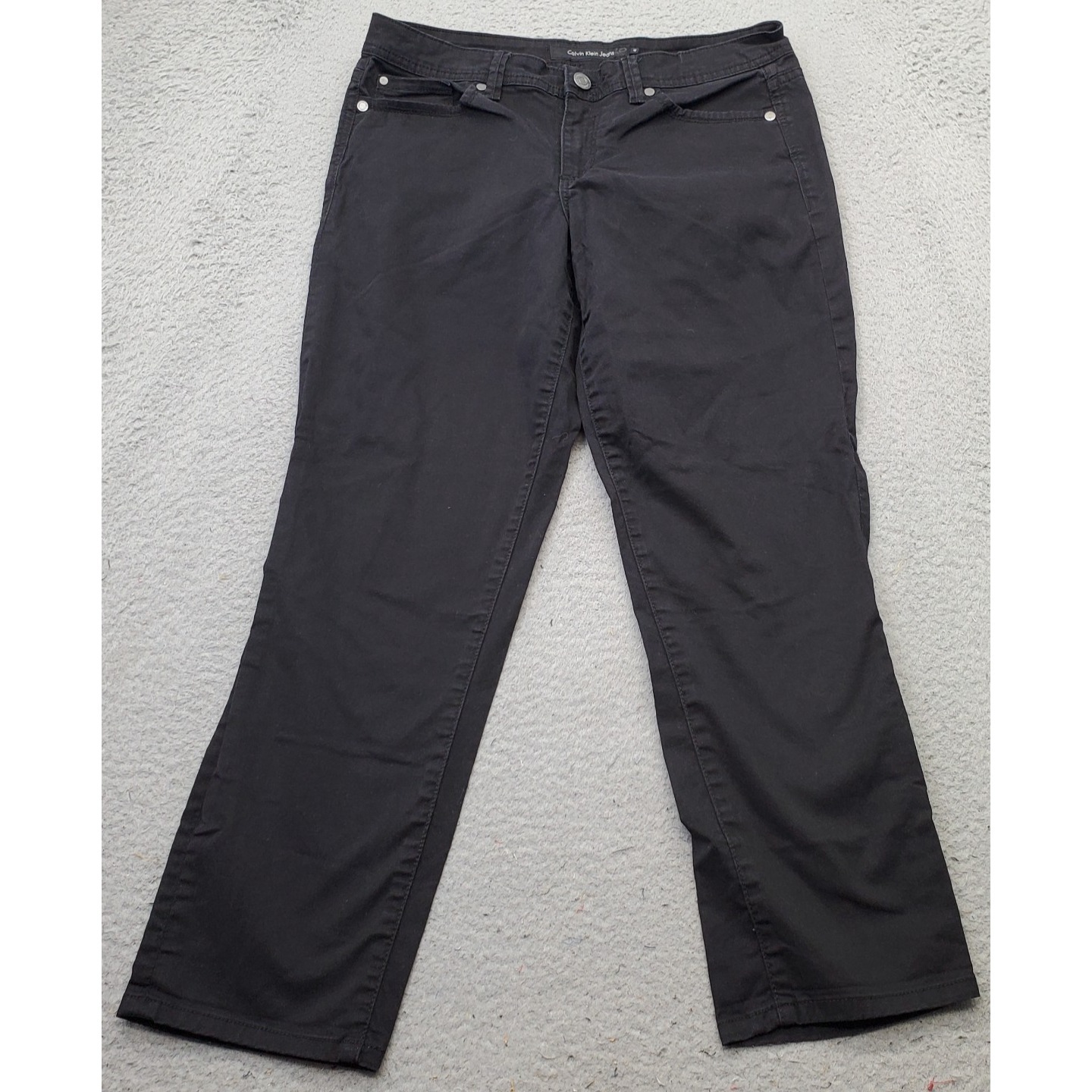 Calvin Klein Straight Jeans Women 10 Black Denim Stretch Comfort Boho Streetwear
